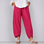 Dam Vida Croppade linne Byxor med Böjd Nederkant-Pants for Women-Fjallbarn