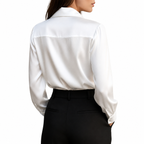 Damblus med långa ärmar och krage med draperad frontdetalj-Blouse for women-Fjallbarn