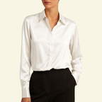 Damblus med långa ärmar och krage med knappstängning och bakok-Shirts for women-Fjallbarn