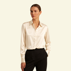 Damblus med långa ärmar och krage med knappstängning och bakok-Shirts for women-Fjallbarn