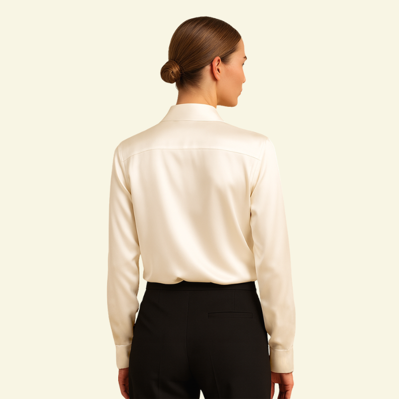 Damblus med långa ärmar och krage med knappstängning och bakok-Shirts for women-Fjallbarn
