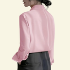 Damblus med långa ärmar och spetsig krage med dold knappslå-Blouse for women-Fjallbarn