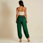Dambyxor med elastisk midja, dragsko, avsmalnande ben och resår i benslut-Pant for women-Fjallbarn