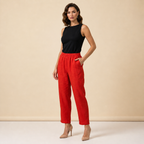 Dambyxor med elastisk midja och raka ben i full längd-Pant for women-Fjallbarn