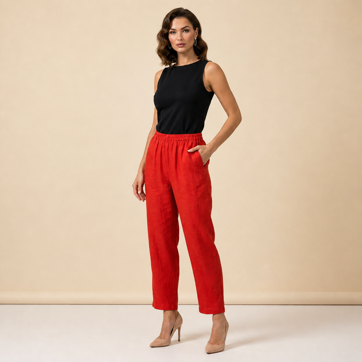 Dambyxor med elastisk midja och raka ben i full längd-Pant for women-Fjallbarn