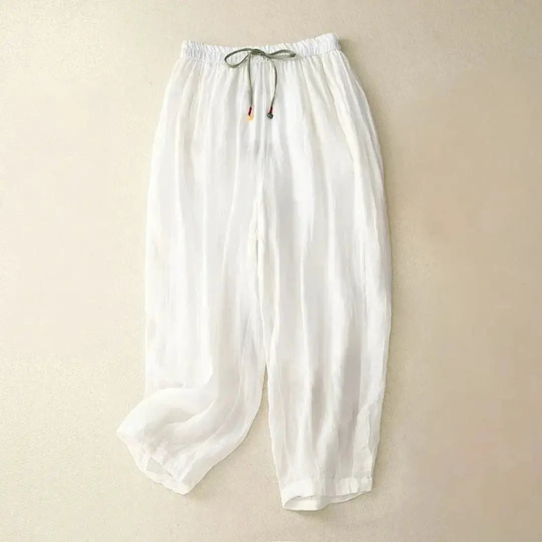 Dambyxor med hög midja, raka ben, dragsko och sidofickor-Pant for women-Fjallbarn