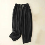 Dambyxor med hög midja, raka ben, dragsko och sidofickor-Pant for women-Fjallbarn