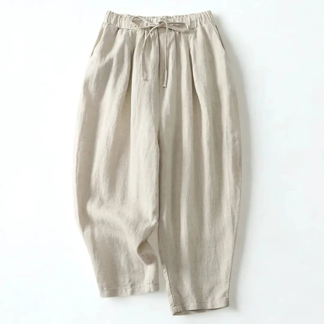 Dambyxor med hög midja, vida ben, dragsko och sidofickor-Pant for women-Fjallbarn