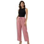 Dambyxor med hög midja, vida ben, dragsko och sidofickor-Pant for women-Fjallbarn