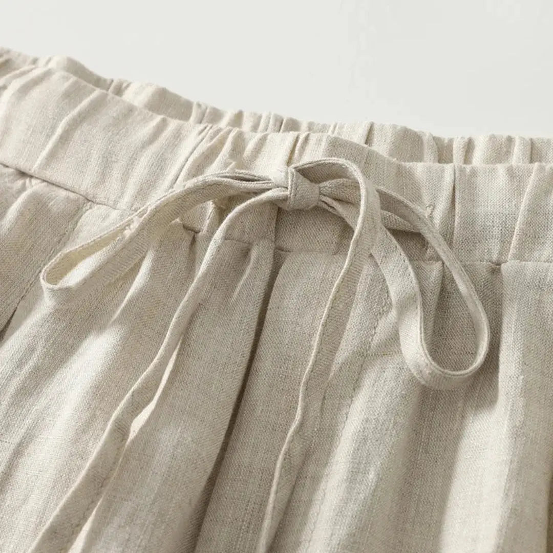 Dambyxor med hög midja, vida ben, dragsko och sidofickor-Pant for women-Fjallbarn