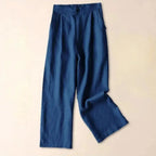 Dambyxor med hög midja, vida ben, frontveck och sidofickor-Pant for women-Fjallbarn