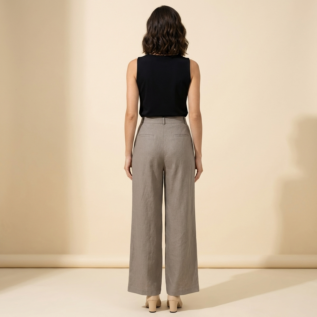 Dambyxor med hög midja, vida ben, frontveck och sidofickor-Pant for women-Fjallbarn