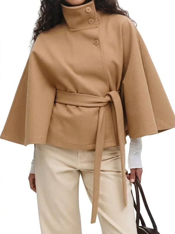 Damcape med ståkrage och knytskärp-Jacket for women-Fjallbarn