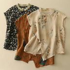 Damernas ärmlösa blus med kinakrage och asymmetrisk knäppning-Blouse for women-Fjallbarn
