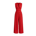 Damernas ärmlösa jumpsuit med v-ringning och vida ben-Jumpsuits for women-Fjallbarn