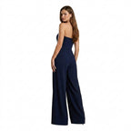 Damernas axelbandslösa jumpsuit med vida ben och frontveck-Jumpsuits for women-Fjallbarn