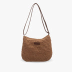 Damernas axelremsväska med flätad yta och rektangulär detalj-Accessories for women-Fjallbarn