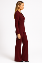 Damernas långärmade jumpsuit med kavajkrage och vida ben-Jumpsuits for women-Fjallbarn