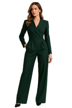 Damernas långärmade jumpsuit med kavajkrage och vida ben-Jumpsuits for women-Fjallbarn