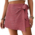 Damernas omlottskort med texturerat tyg och knytning-Skirt for women-Fjallbarn