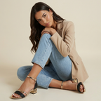 Damernas sandaler med blockklack och ankelrem-Footwear for women-Fjallbarn