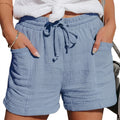 Damernas shorts med elastisk midja och dragsko samt fickor och uppvikta benslut-Shorts for women-Fjallbarn