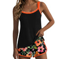 Damernas tankini med ribbad topp och mönstrade shorts-Sets for women-Fjallbarn