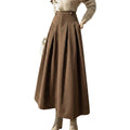 Damernas veckade maxikjol med hög midja och bälteshällor-Skirt for women-Fjallbarn
