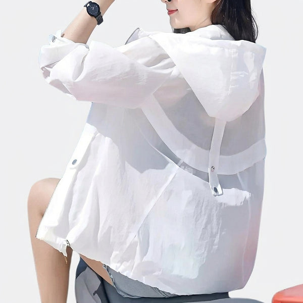 Damjacka med huva och genomskinlig finish-Jacket for women-Fjallbarn