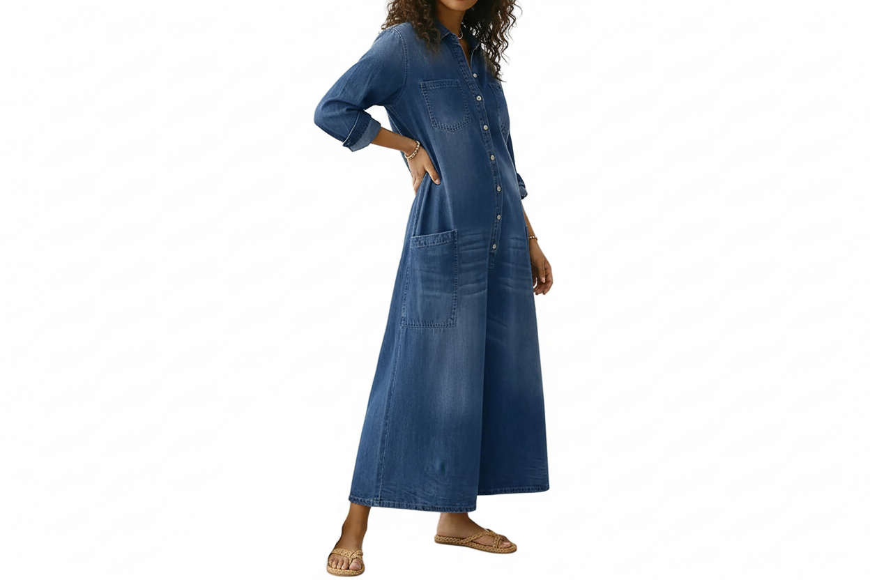 Damjumpsuit med krage och vida ben-Jumpsuits for women-Fjallbarn