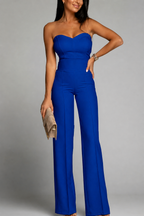 Damjumpsuit utan axelband med hjärtformad urringning och vida ben-Jumpsuits for women-Fjallbarn