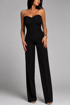 Damjumpsuit utan axelband med hjärtformad urringning och vida ben-Jumpsuits for women-Fjallbarn