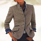 Damkavaj med ståkrage och knäppning fram-Blazer for women-Fjallbarn