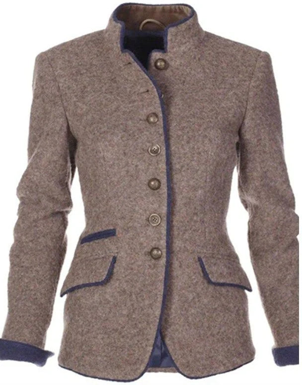 Damkavaj med ståkrage och knäppning fram-Blazer for women-Fjallbarn