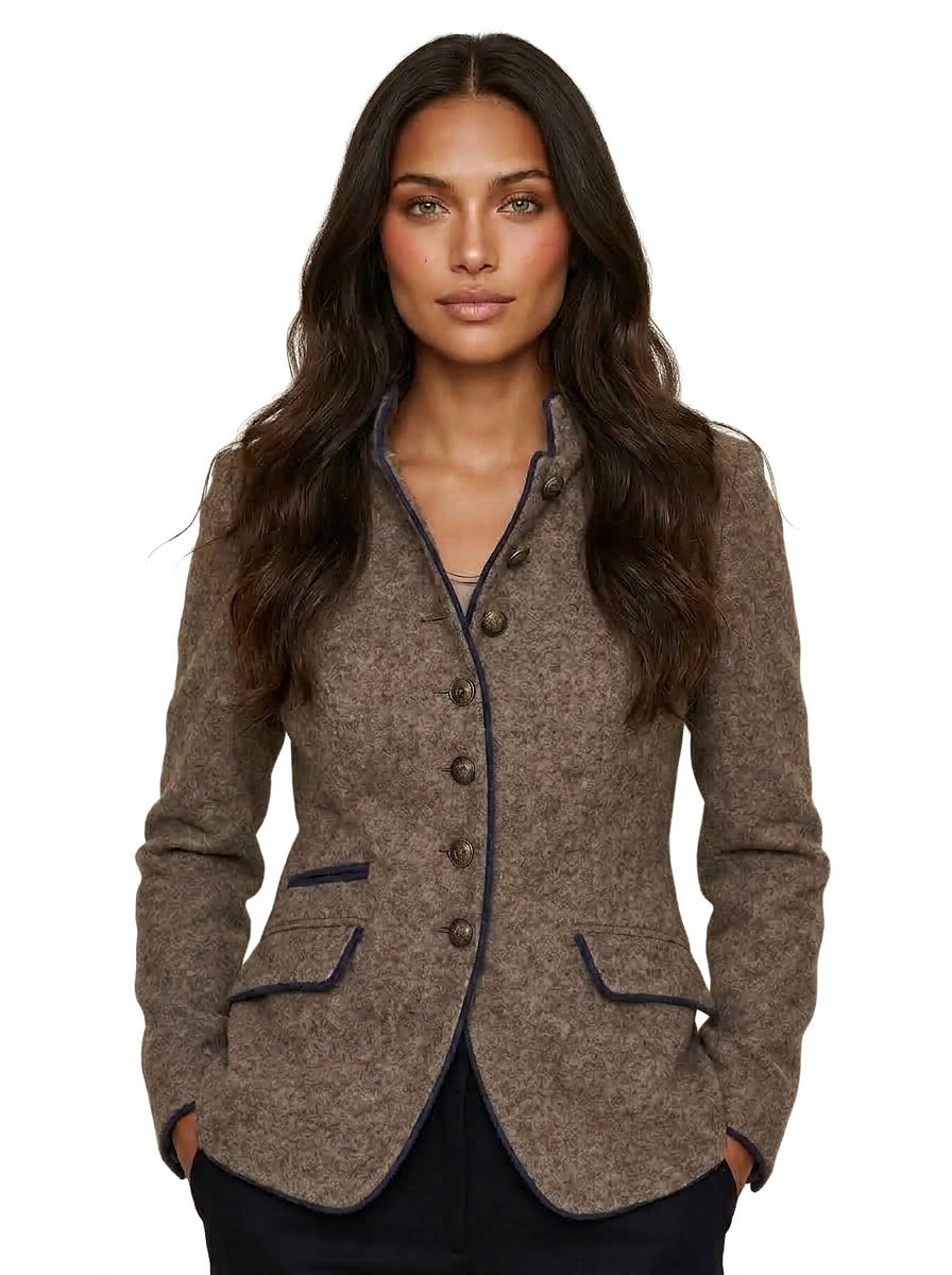 Damkavaj med ståkrage och knäppning fram-Blazer for women-Fjallbarn