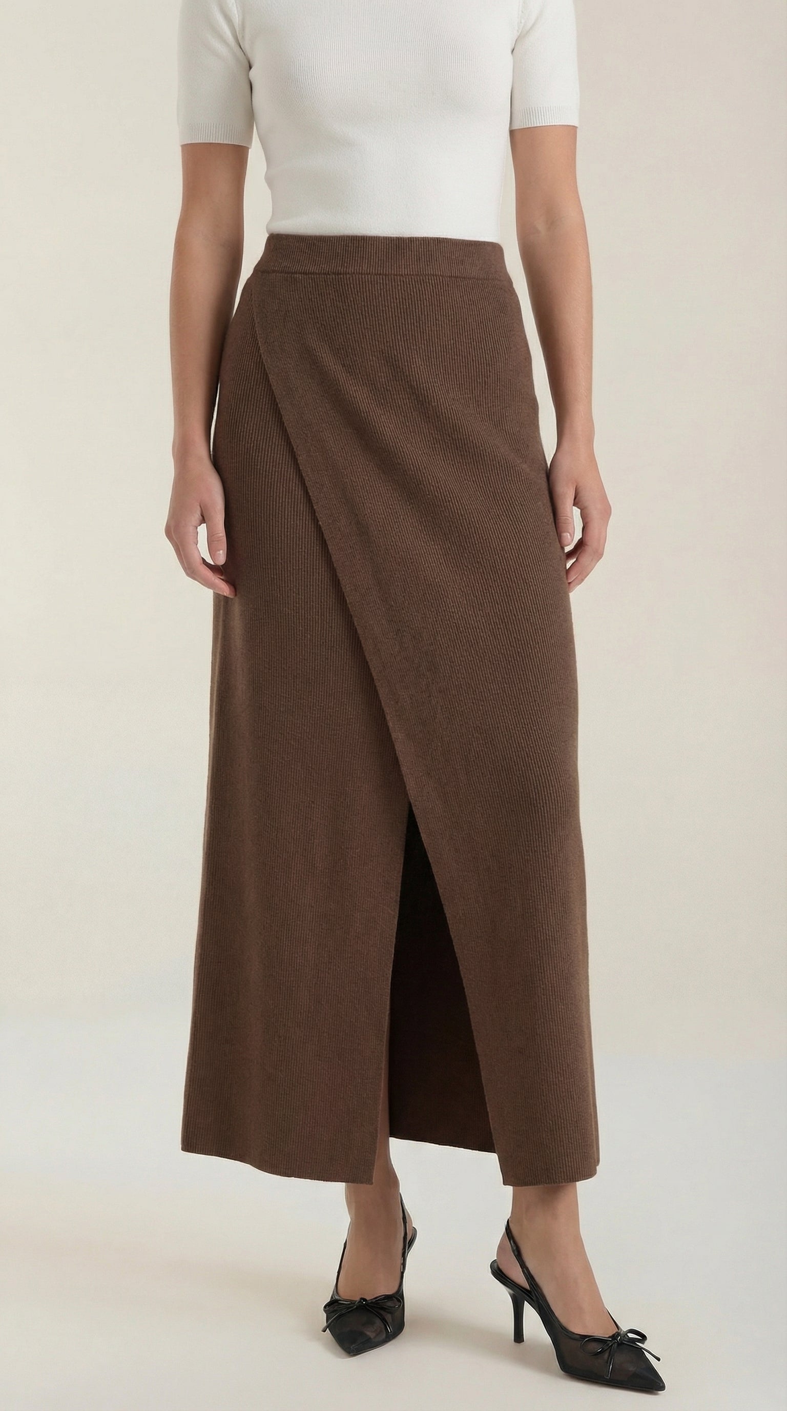 Damkjol i omlottmodell med slits och hög midja-Skirt for women-Fjallbarn