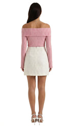 Damkjol i texturerat material med hög midja och knappar-Skirt for women-Fjallbarn