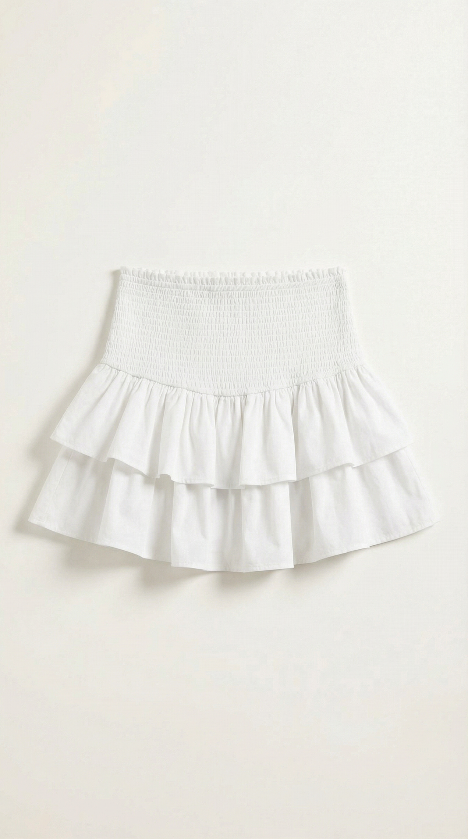 Damkjol med hög rynkad midja och volanger i minilängd-Skirt for women-Fjallbarn