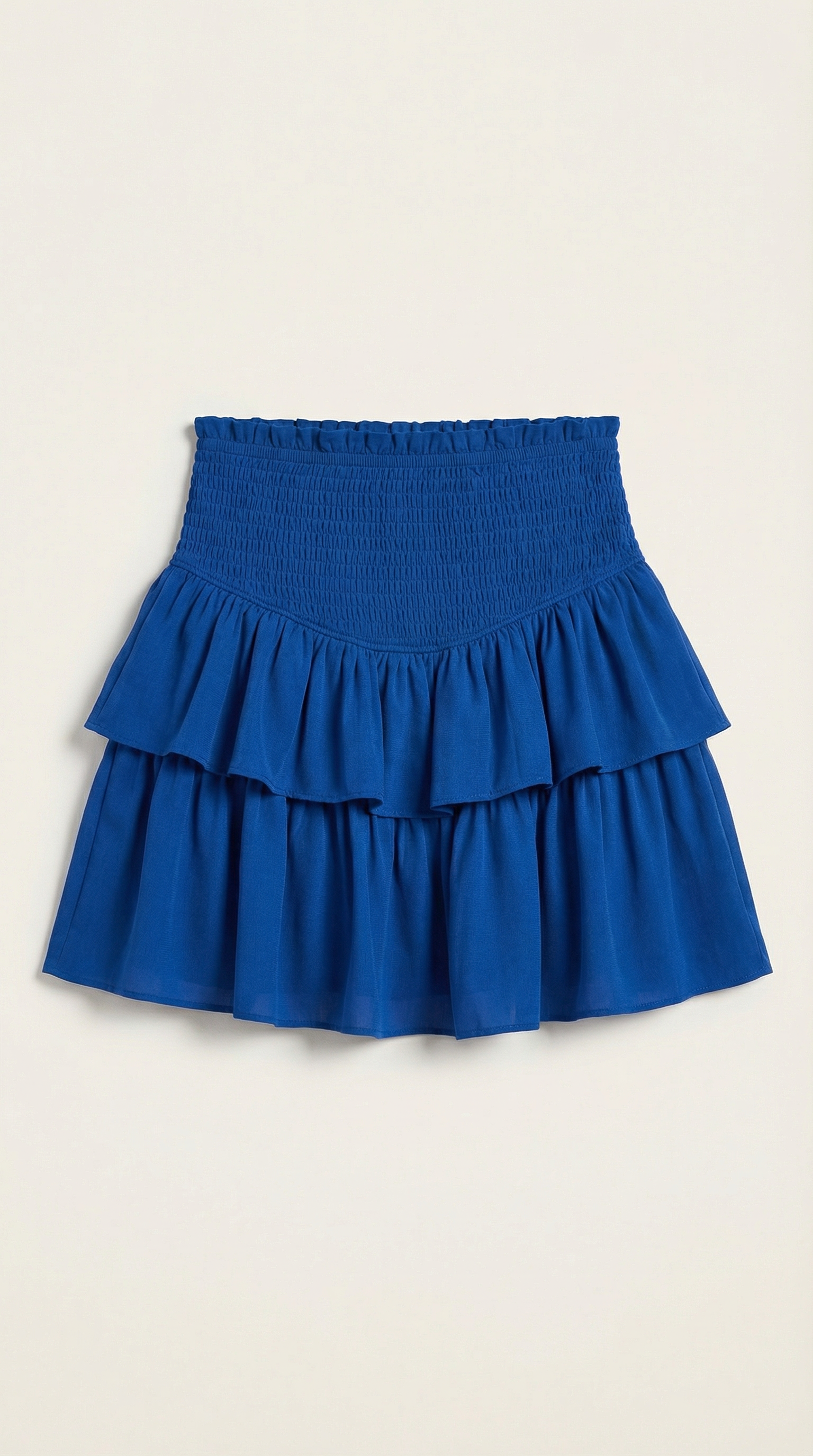 Damkjol med hög rynkad midja och volanger i minilängd-Skirt for women-Fjallbarn