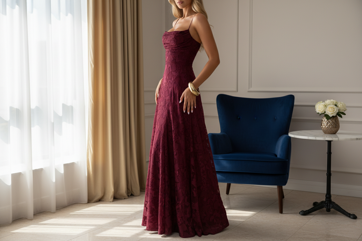 Damlångklänning med smala axelband och strukturerad yta-Maxi Dress-Fjallbarn