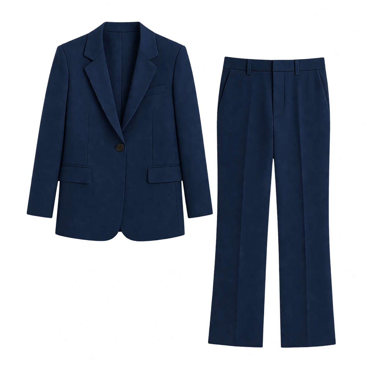 Damset i två delar med kavaj och byxor med rak benform och slagkrage-Sets for women-Fjallbarn