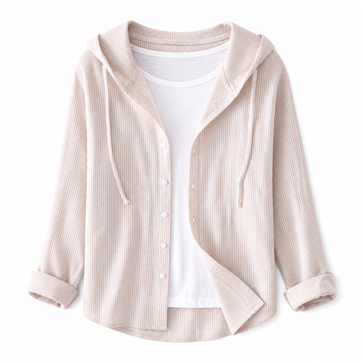 Damshirt med huva och knappstängning-Shirts for women-Fjallbarn