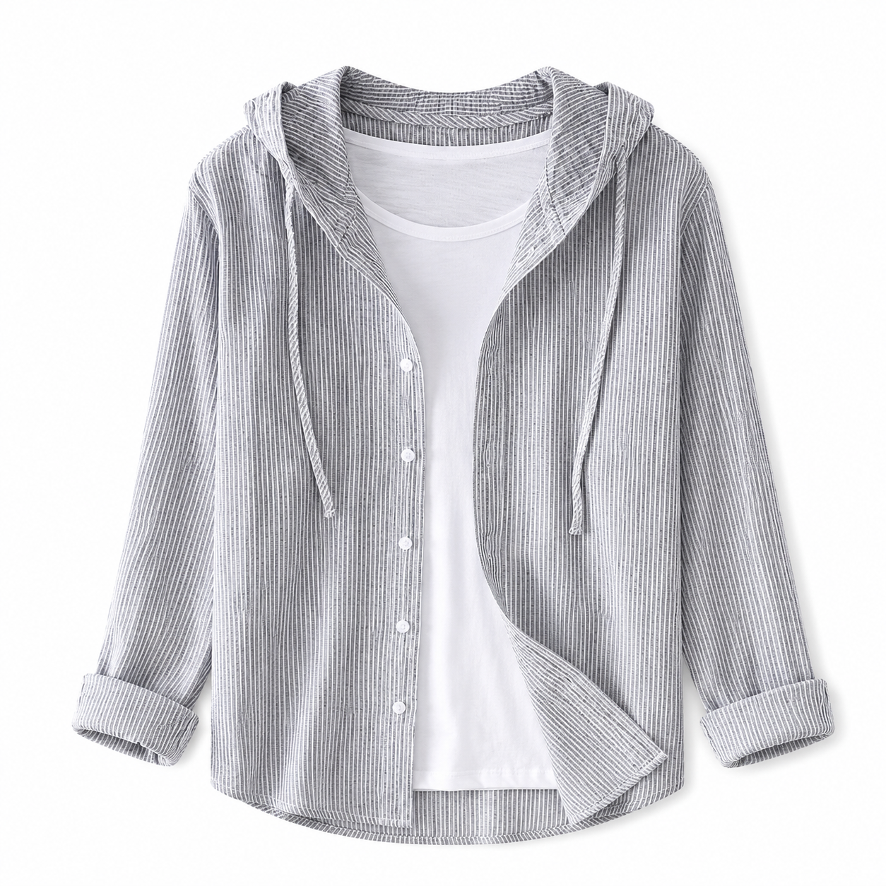 Damshirt med huva och knappstängning-Shirts for women-Fjallbarn