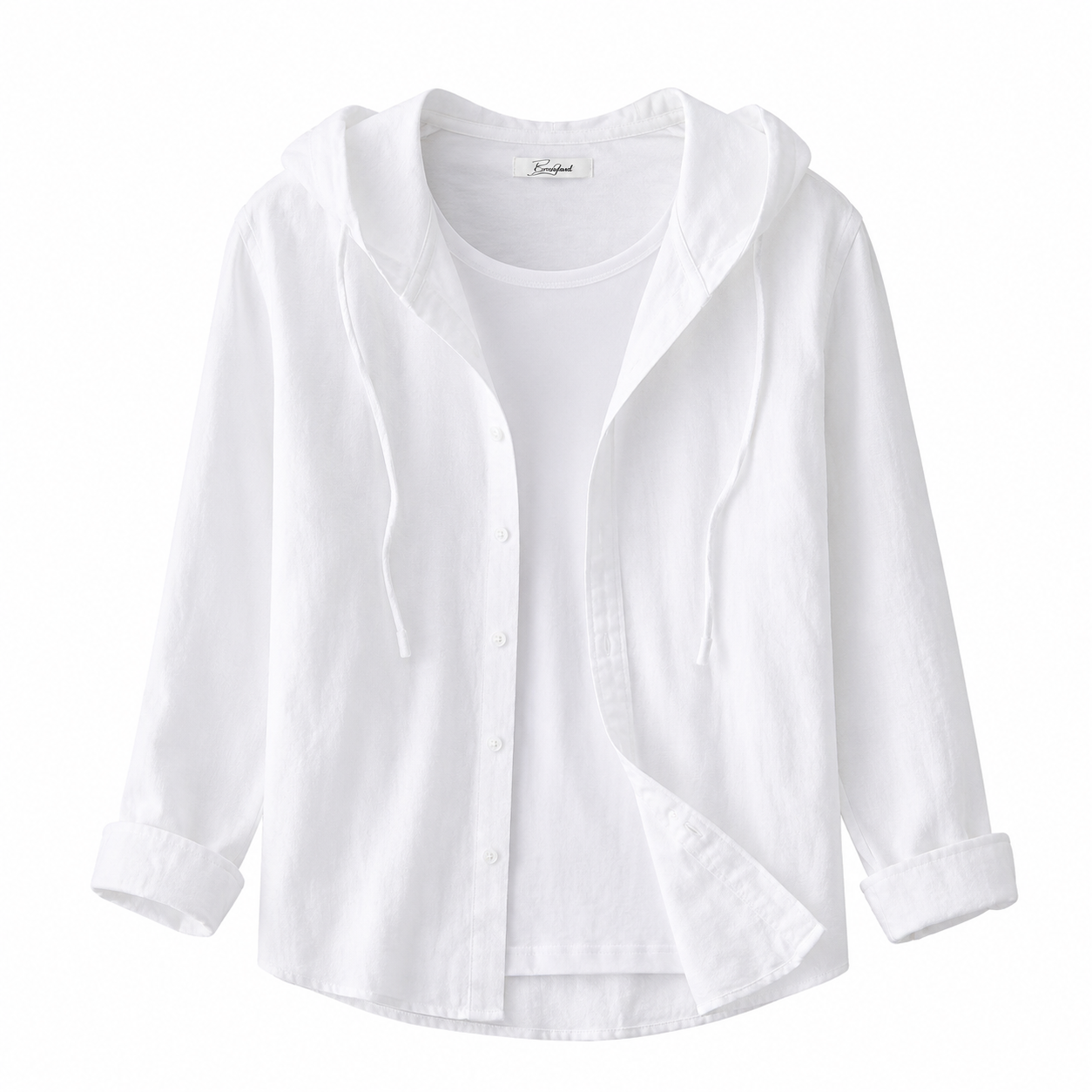 Damshirt med huva och knappstängning-Shirts for women-Fjallbarn