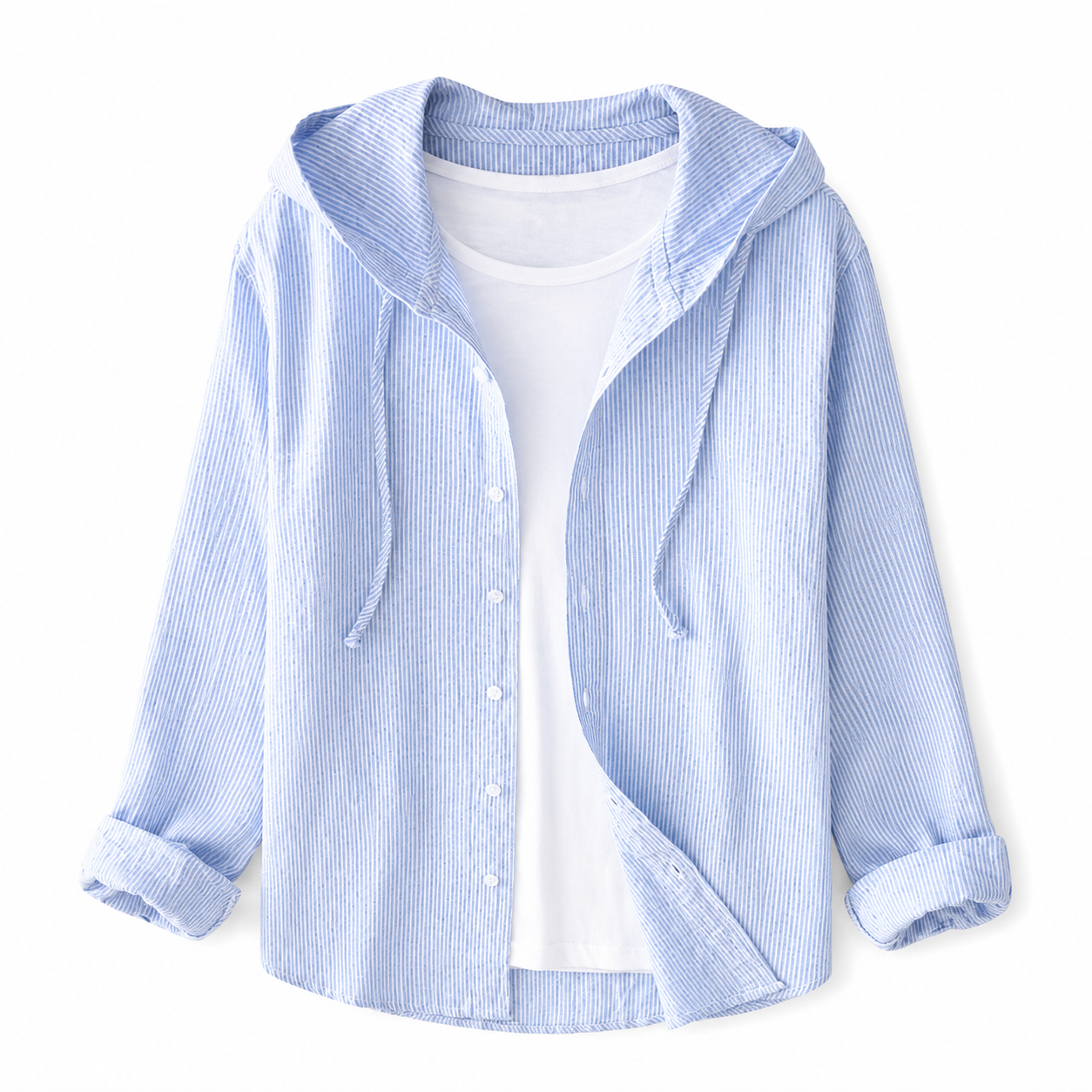 Damshirt med huva och knappstängning-Shirts for women-Fjallbarn