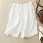 Damshorts med elastisk midja, uppvikta benslut och sidofickor-Shorts for women-Fjallbarn