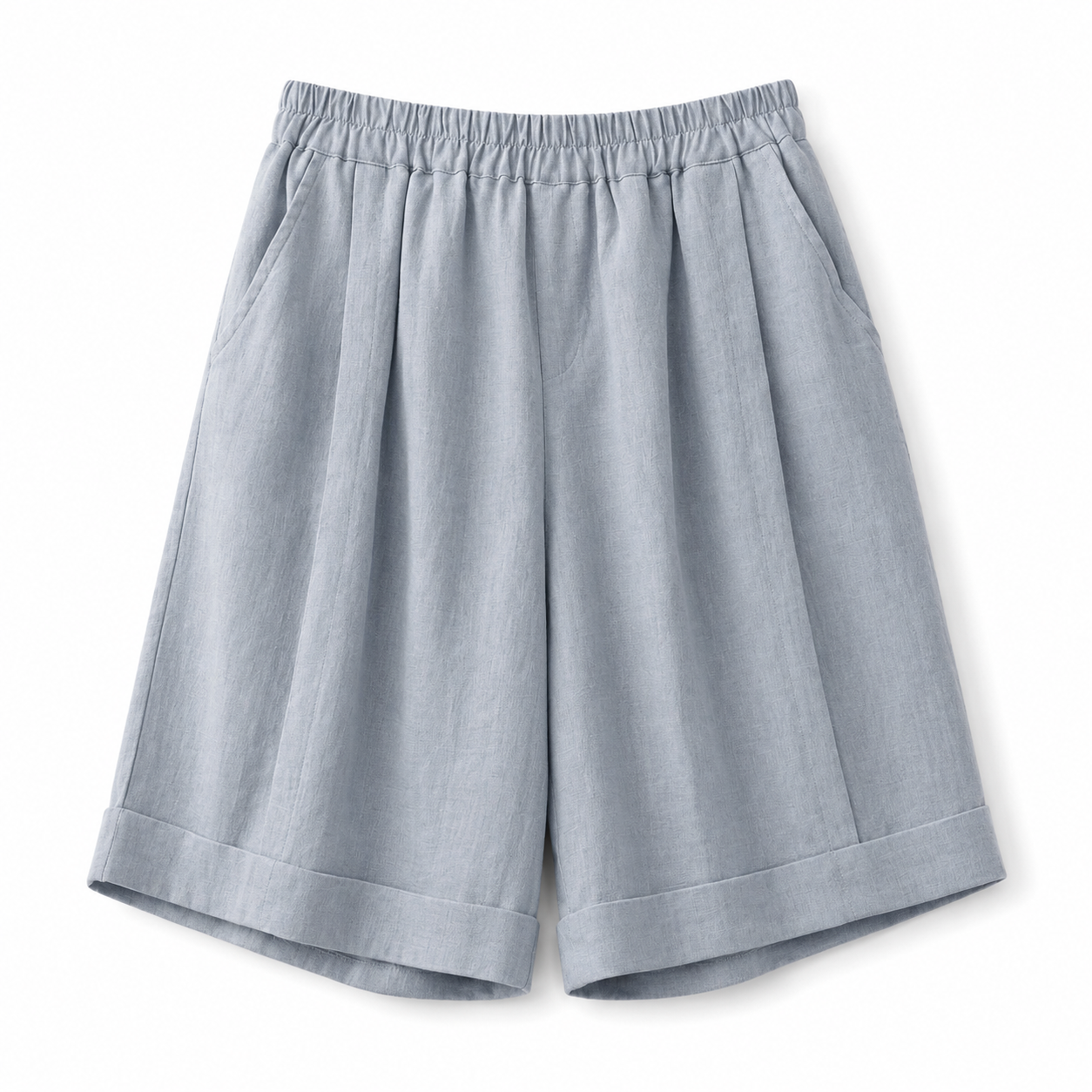 Damshorts med elastisk midja, uppvikta benslut och sidofickor-Shorts for women-Fjallbarn