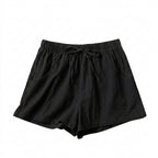 Damshorts med hög midja, dragsko och texturerad yta-Shorts for women-Fjallbarn