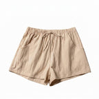 Damshorts med hög midja, dragsko och texturerad yta-Shorts for women-Fjallbarn