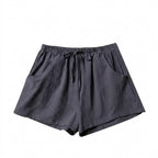 Damshorts med hög midja, dragsko och texturerad yta-Shorts for women-Fjallbarn